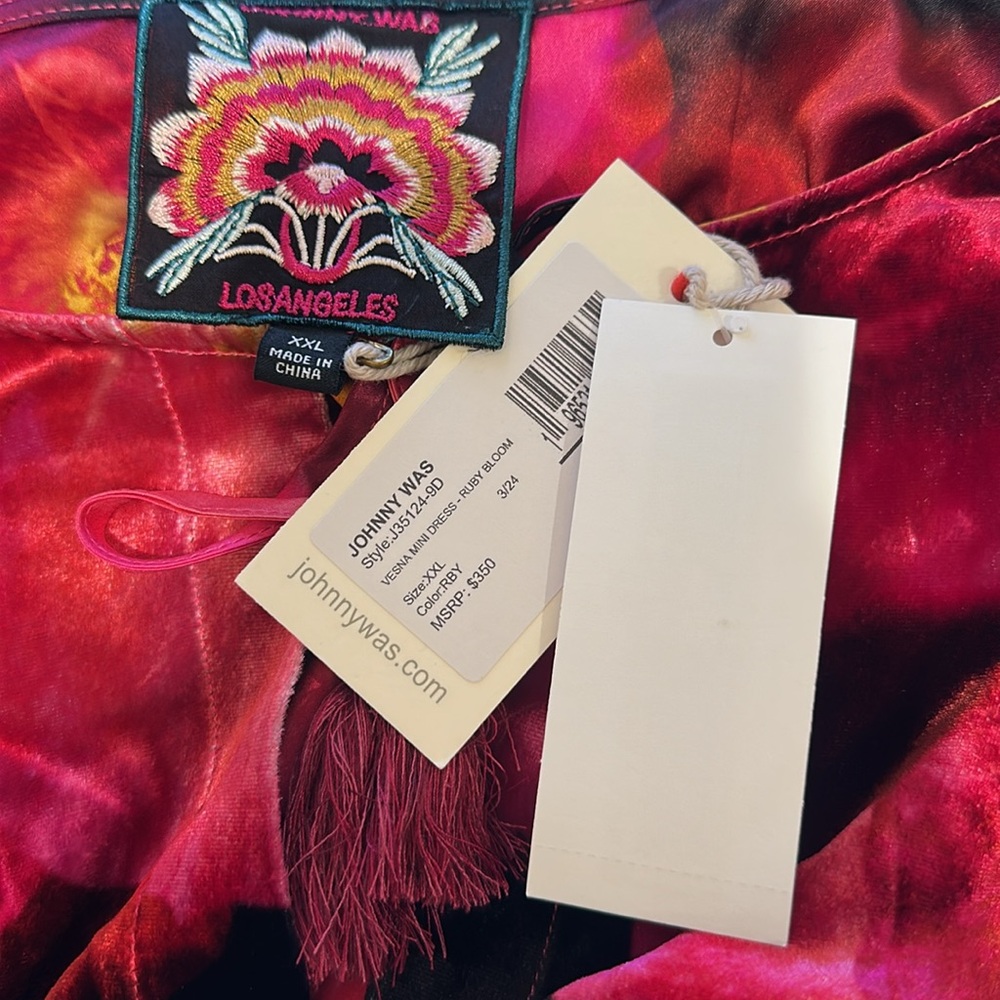NWT JOHNNY WAS Vesna Floral Bloom Placement Print Velvet  Shift Dress - Picture 8 of 8